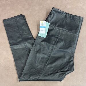 Lysse NWT Black Vegan Faux Leather Hih Waist Pull On Leggings Pants Size XL